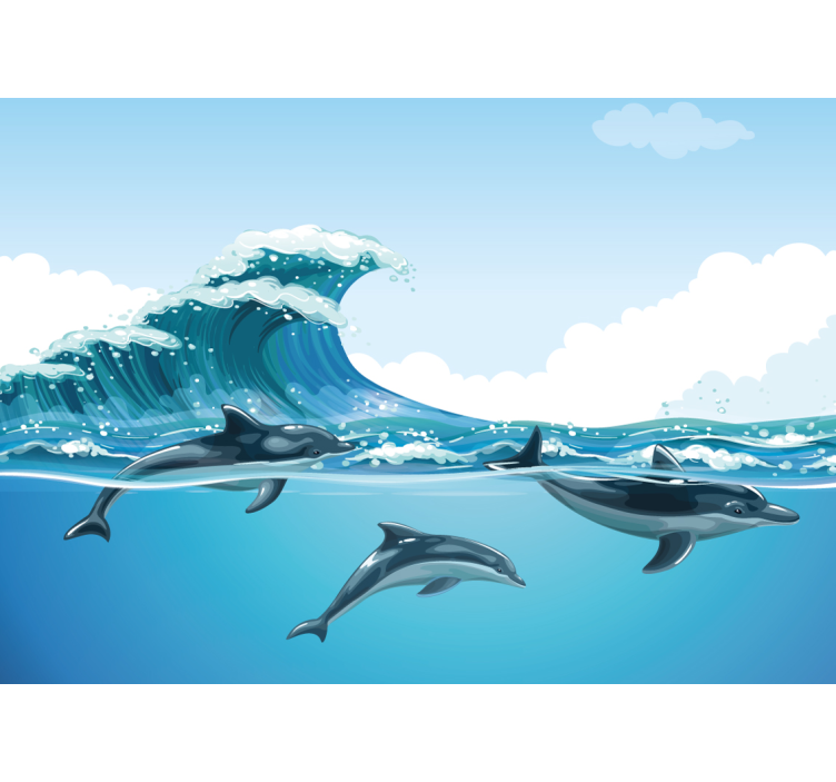 Fotomural mar delfines deslizándose con alegría - TenVinilo