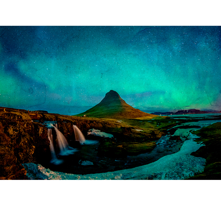 Papel pintado paisaje vista de auroras boreales - TenVinilo
