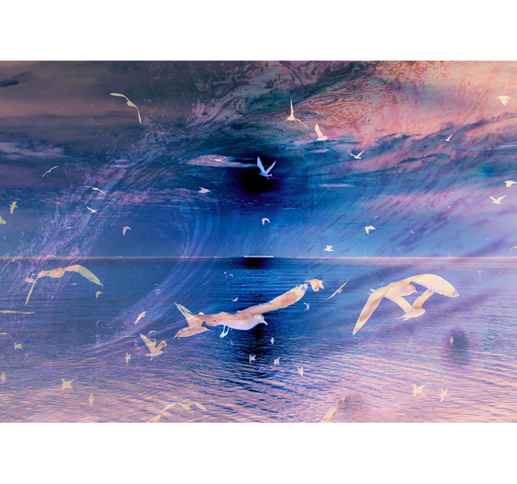 Fotomural naturaleza gaviotas al atardecer - TenVinilo