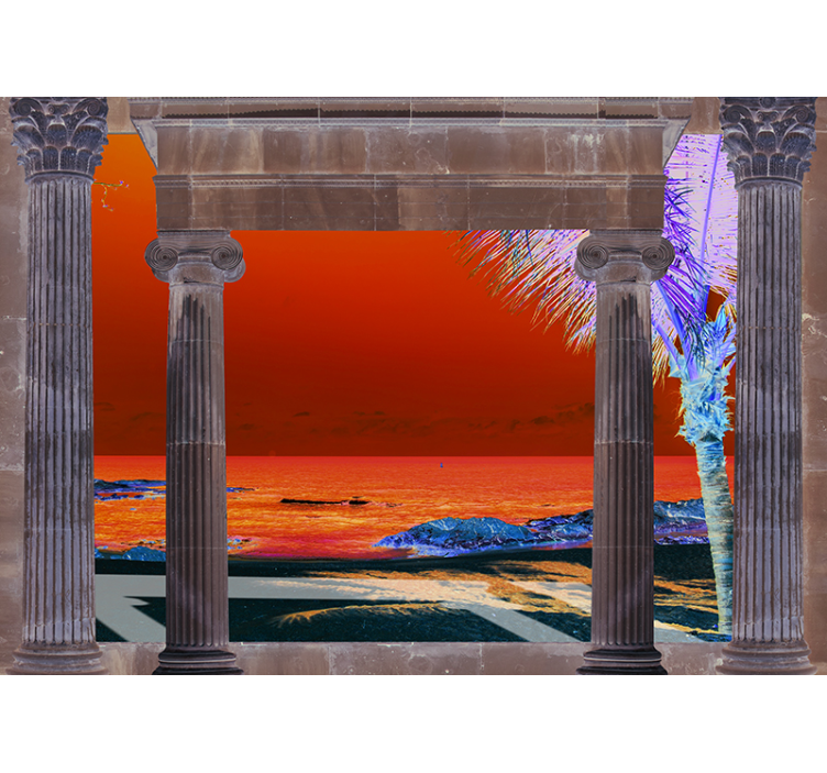 Papel pintado paisaje vista costera tropical - TenVinilo