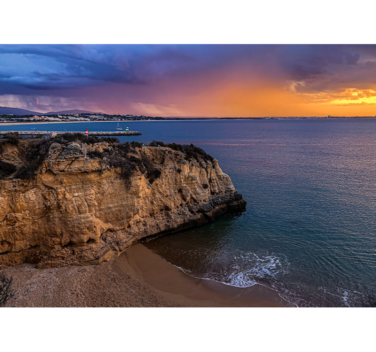 Papel pintado paisaje vista del acantilado junto al mar - TenVinilo