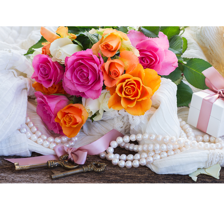 Mural de pared flores arreglo de ramo de rosas - TenVinilo