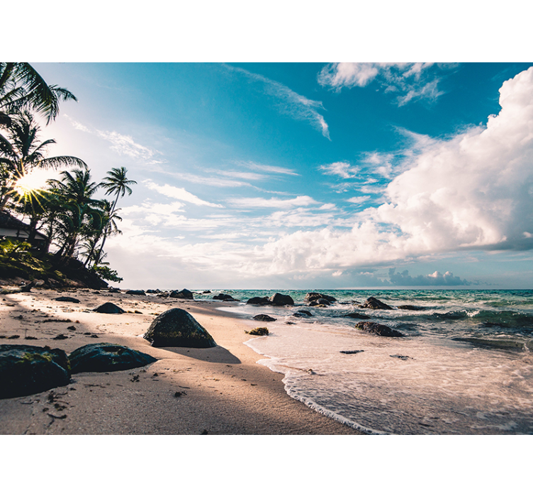 Fotomural mar puesta de sol en una playa tropical - TenVinilo