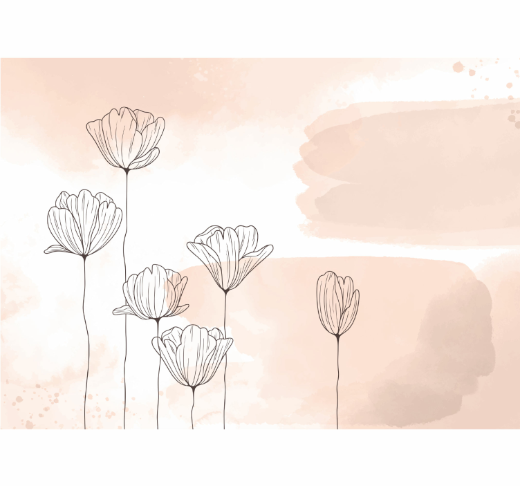Fotomural artístico de flores de líneas - TenVinilo