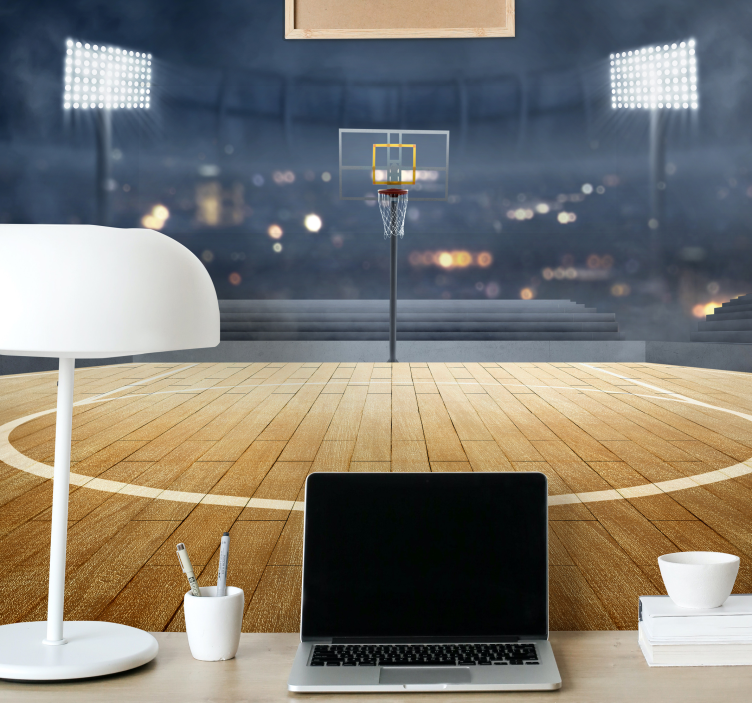 Fotomural 3D cancha de baloncesto - TenVinilo