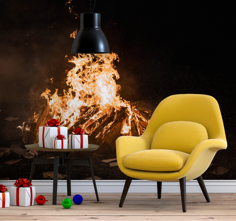 Fotomural abstracto escena de fogata llameante - TenVinilo