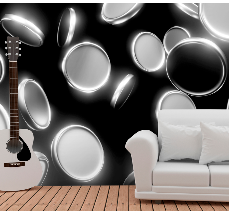 Fotomural abstracto formas circulares a la deriva - TenVinilo