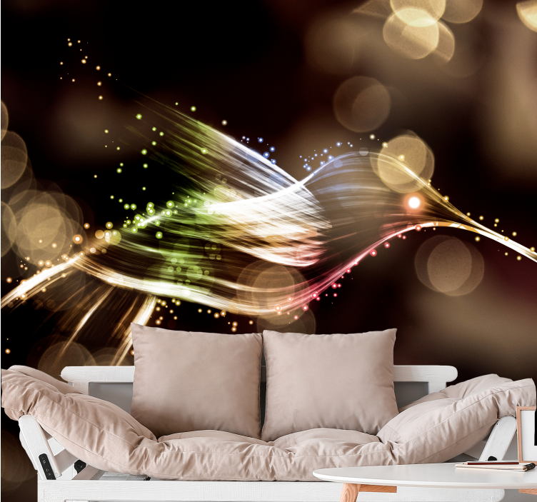 Fotomural abstracto ondas de luz dinámicas - TenVinilo