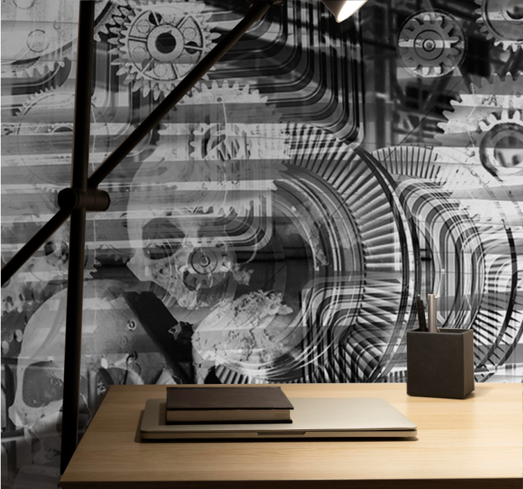 Fotomural abstracto patrones de calaveras mecánicas - TenVinilo