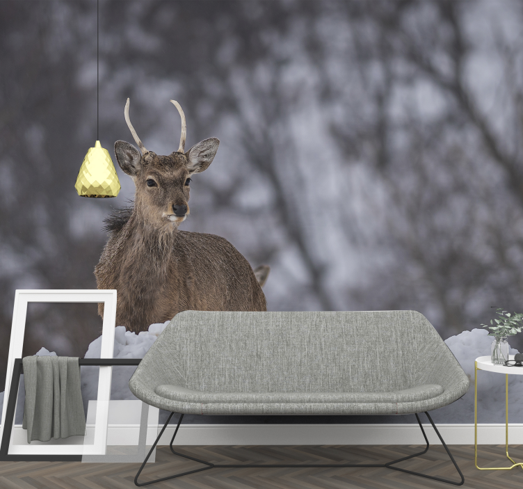 Fotomural animales ciervo en la nieve - TenVinilo