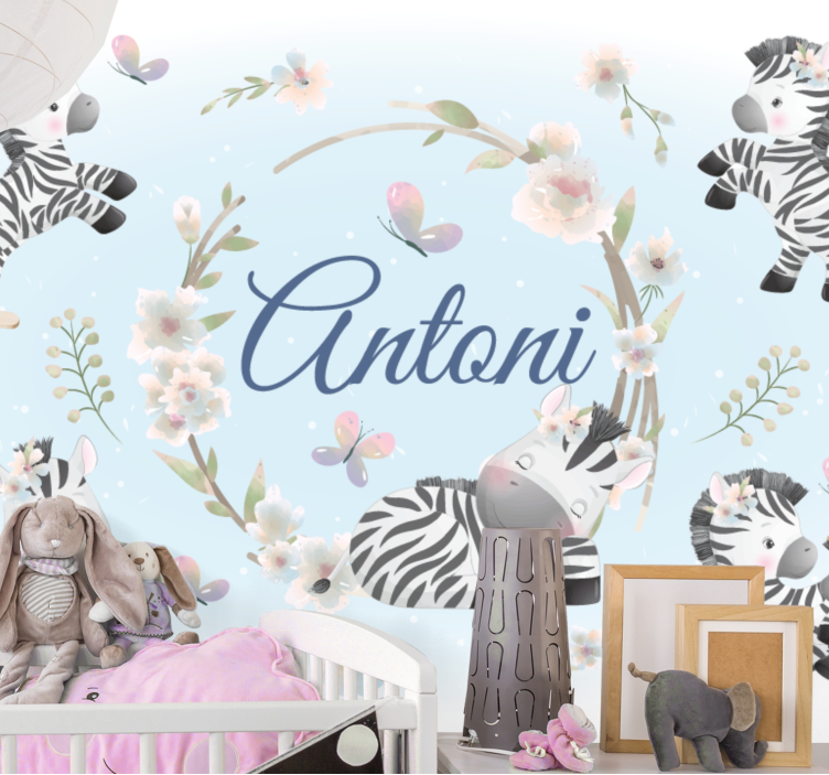 Fotomural animales diseño de cebra en juego - TenVinilo