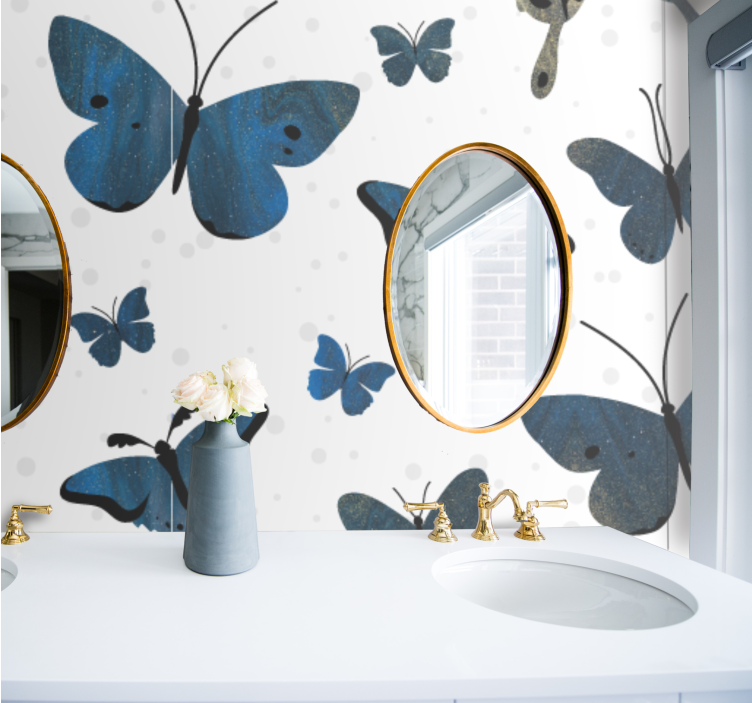 Mural para baño elegante mariposa volando - TenVinilo
