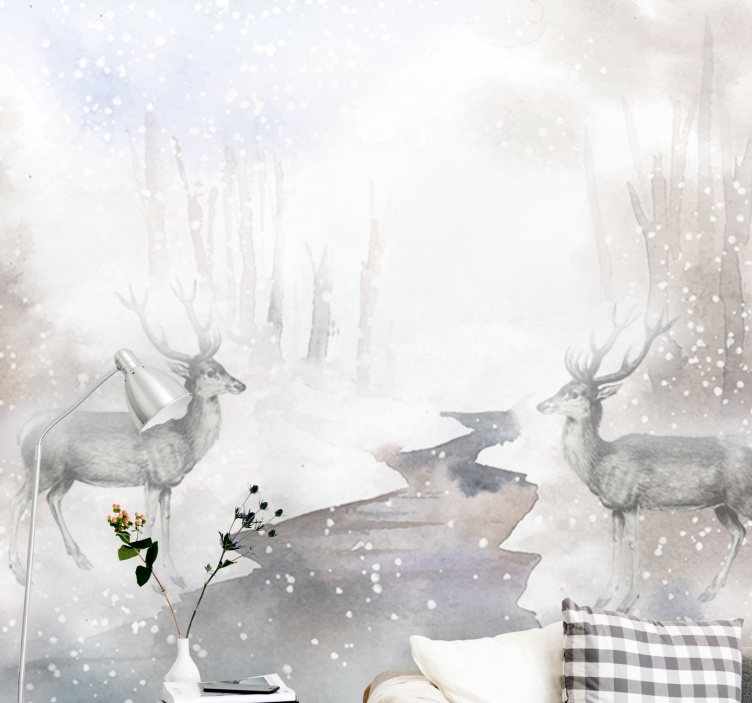 Fotomural animales encuentro con ciervos majestuosos - TenVinilo