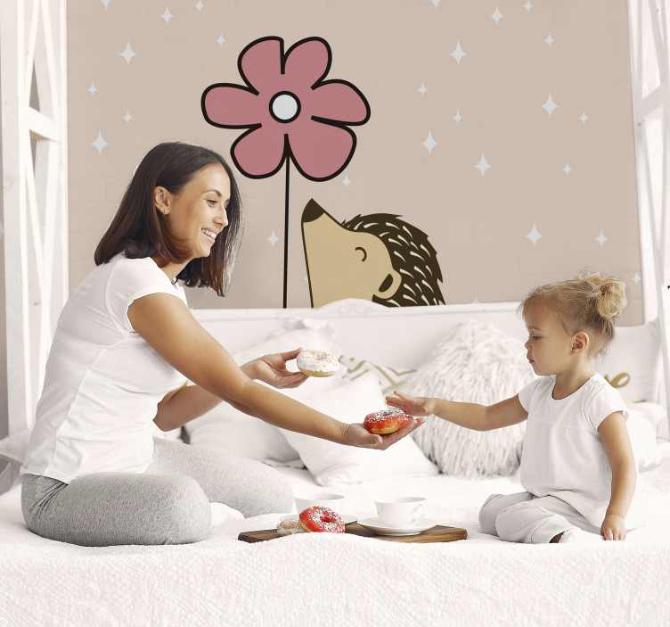 Fotomural animales erizo y flor - TenVinilo