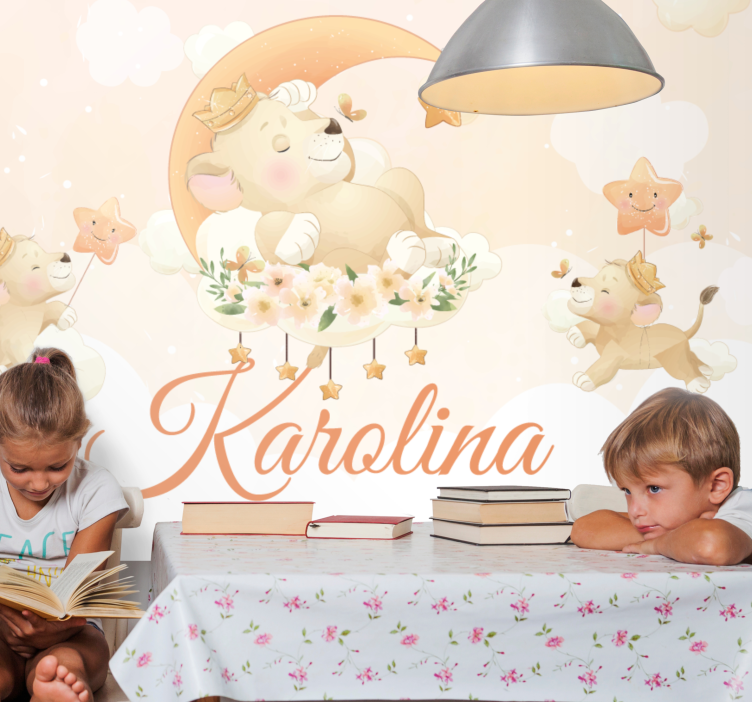 Fotomural animales escena de león soñador - TenVinilo