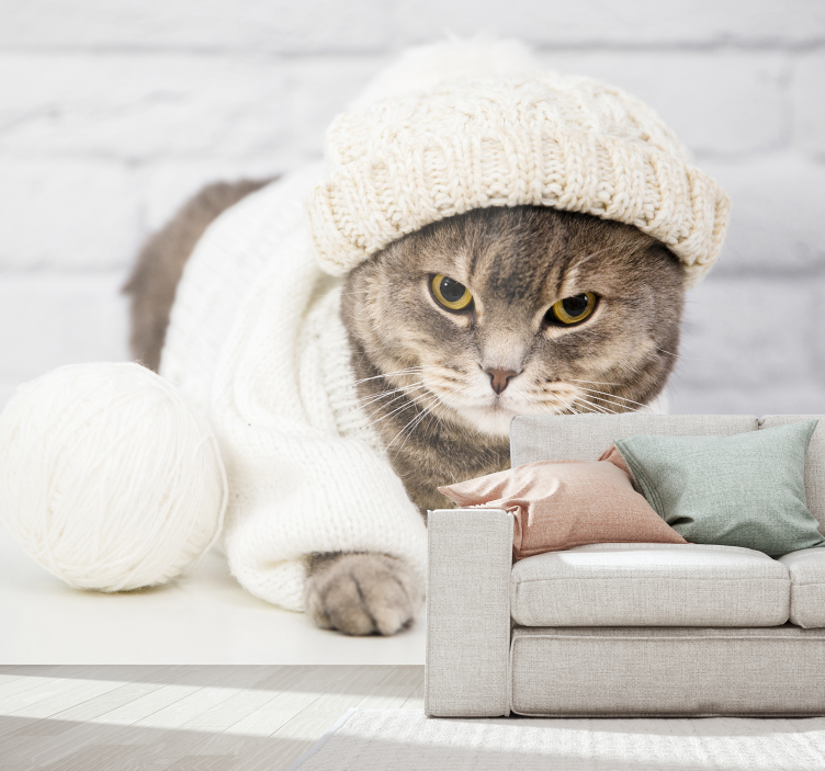 Fotomural animales gato de punto acogedor - TenVinilo