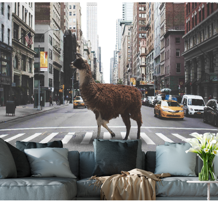 Fotomural animales llama en la calle - TenVinilo