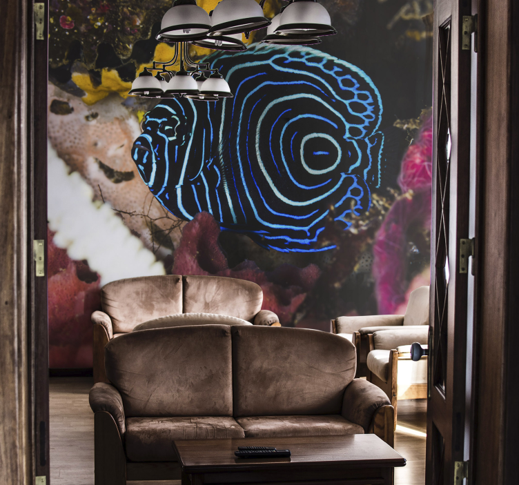 Fotomural animales patrones de peces azules - TenVinilo