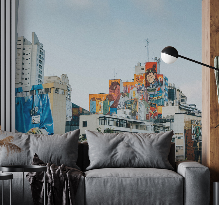 Fotomural arte urbano pared urbana vibrante - TenVinilo