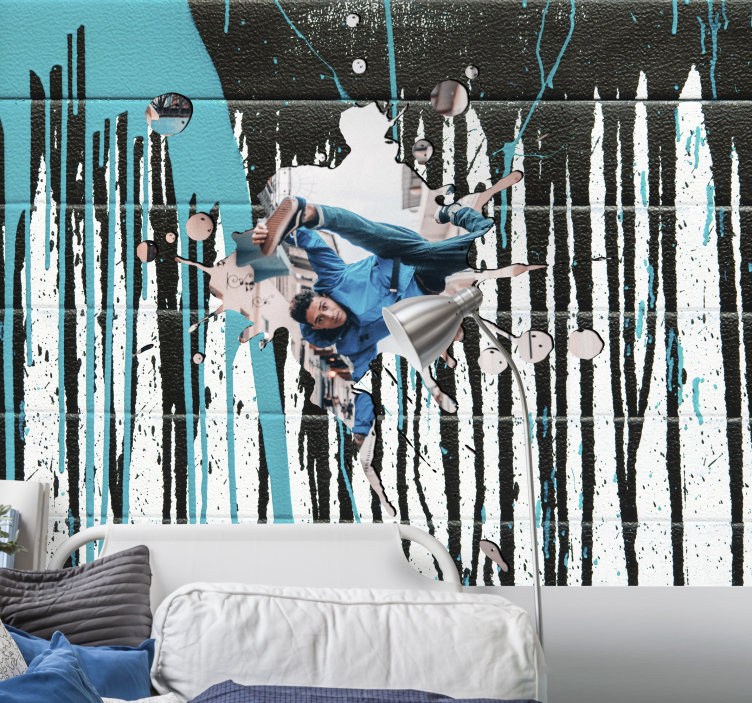 Fotomural arte urbano patinador dinámico en acción - TenVinilo