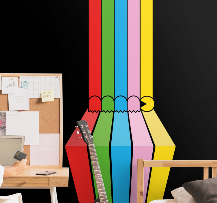 Fotomural arte urbano trazos de lápiz coloridos - TenVinilo