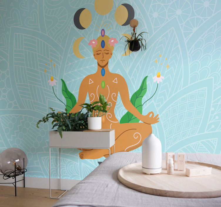 Fotomural azul figura chakras - TenVinilo