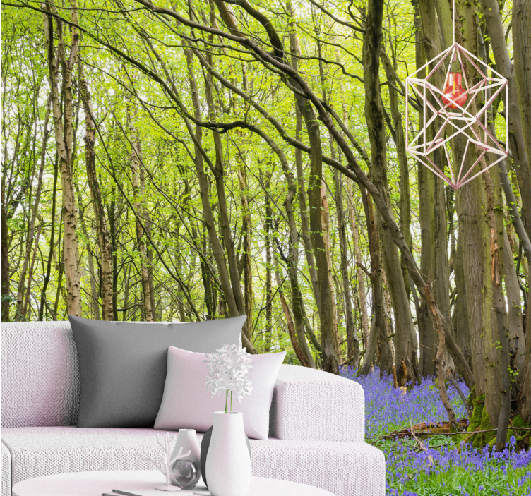 Fotomural bosque Árboles verdes vibrantes - TenVinilo