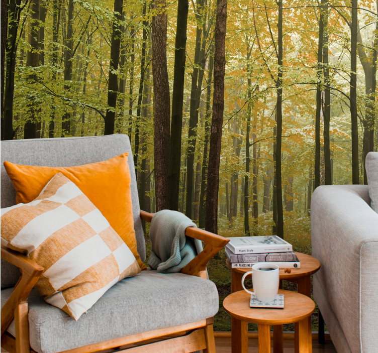 Fotomural bosque paisaje de otoño - TenVinilo