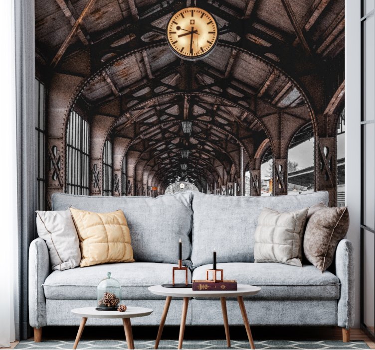 Fotomural ciudad arco de la estación del reloj - TenVinilo