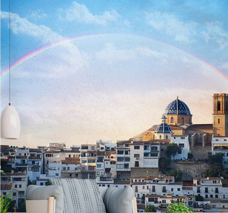 Fotomural ciudad arquitectura de pueblo costero - TenVinilo