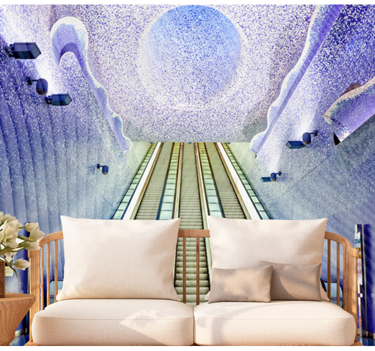 Fotomural ciudad arte en la entrada de escaleras - TenVinilo