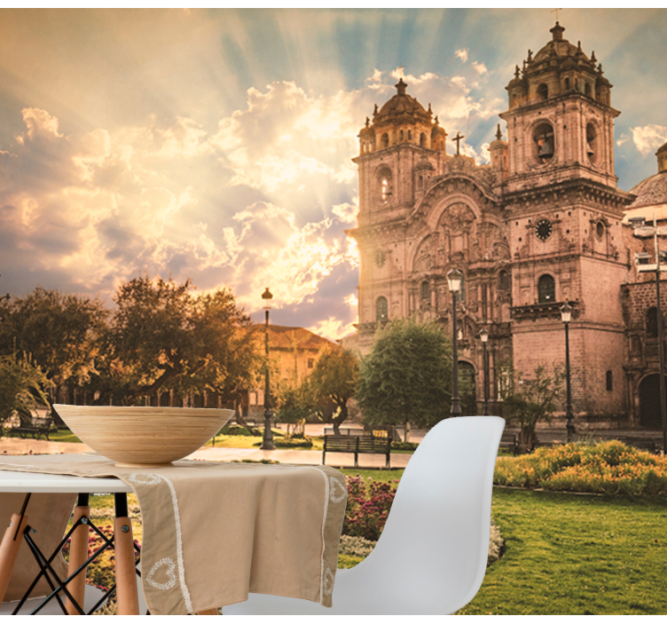 Fotomural ciudad atardecer catedral de cusco - TenVinilo