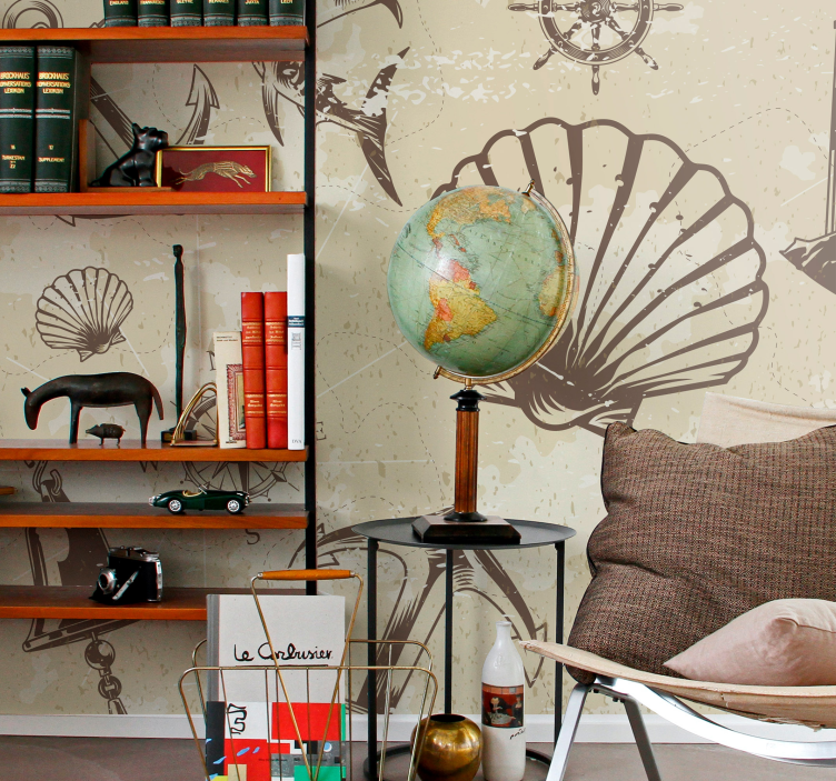 Fotomural ciudad elementos náuticos costeros - TenVinilo