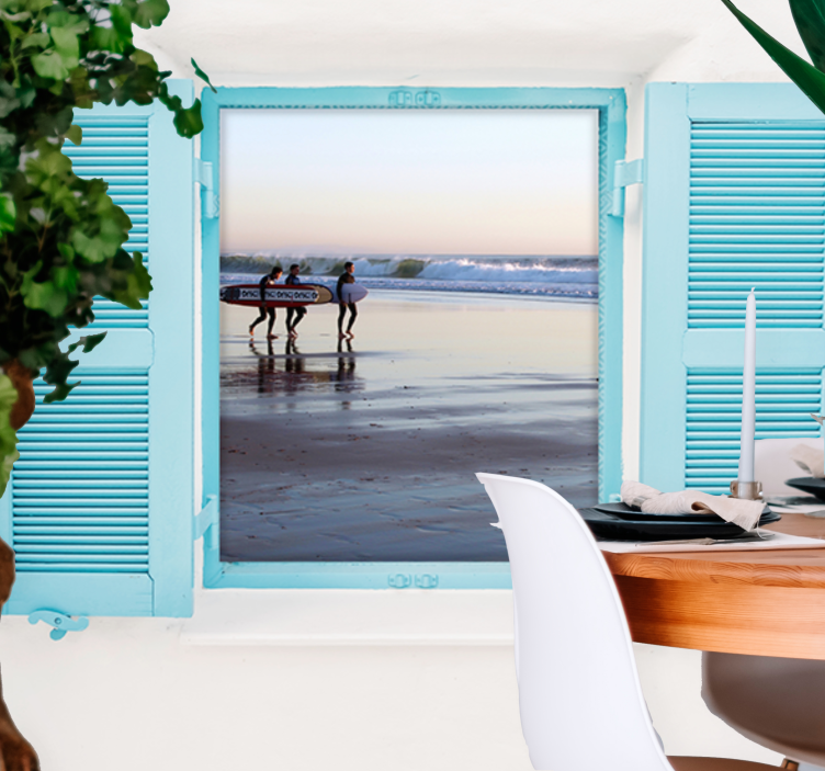 Fotomural ciudad escena de surf en la playa - TenVinilo