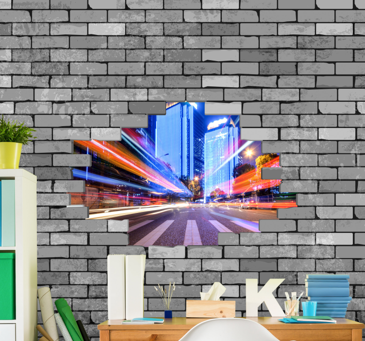 Fotomural ciudad escena urbana vibrante - TenVinilo