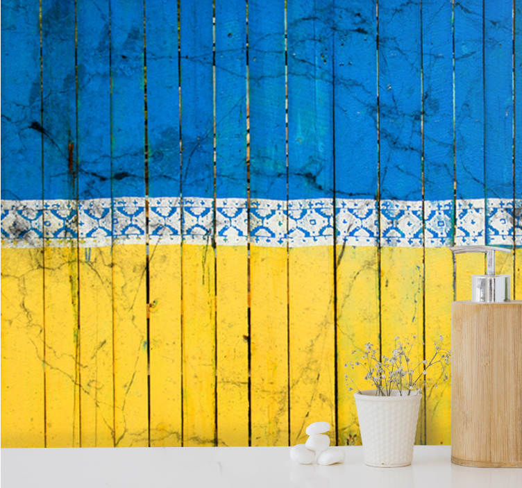 Fotomural ciudad patrón de tablones de madera - TenVinilo