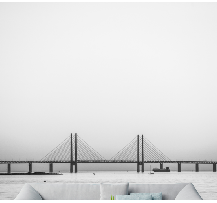 Fotomural ciudad puente sobre el agua - TenVinilo