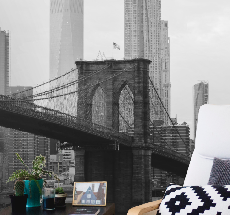 Fotomural ciudad silueta del puente de brooklyn - TenVinilo