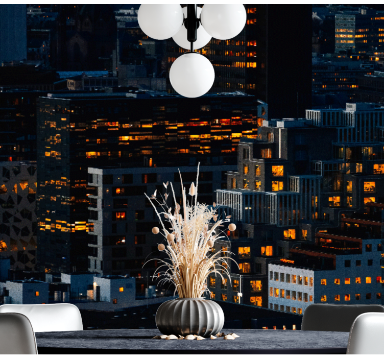 Fotomural ciudad tardes iluminadas con paisaje urbano - TenVinilo