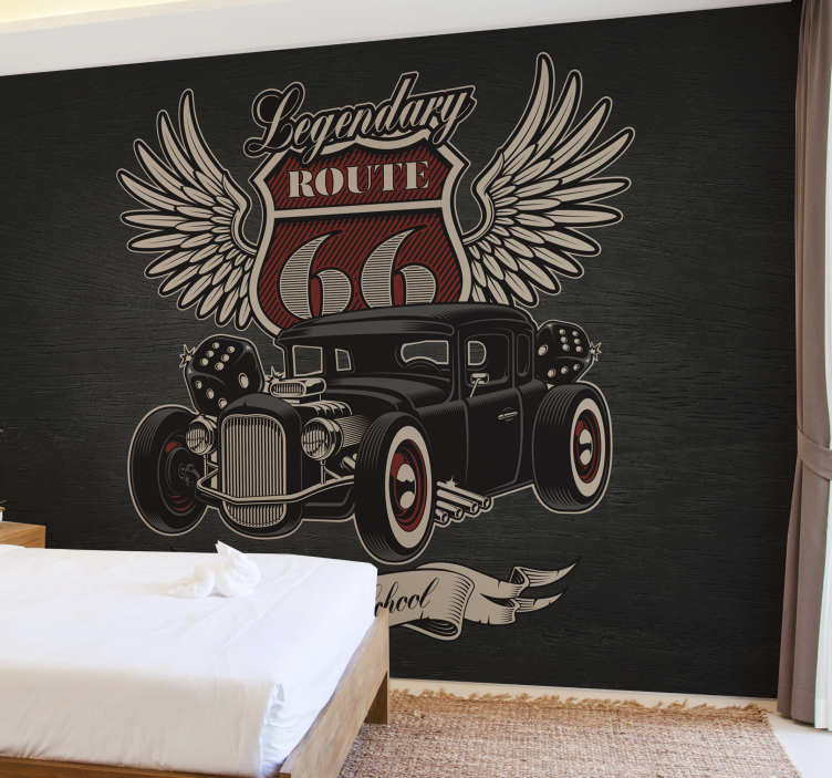 Papel pintado vintage coche Ruta 66 - TenVinilo