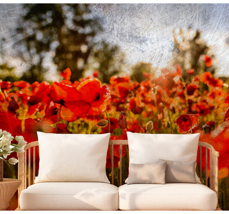 Fotomural de amapolas campo de amapolas - TenVinilo