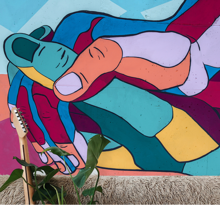 Fotomural de amor abrazo de manos colorido - TenVinilo