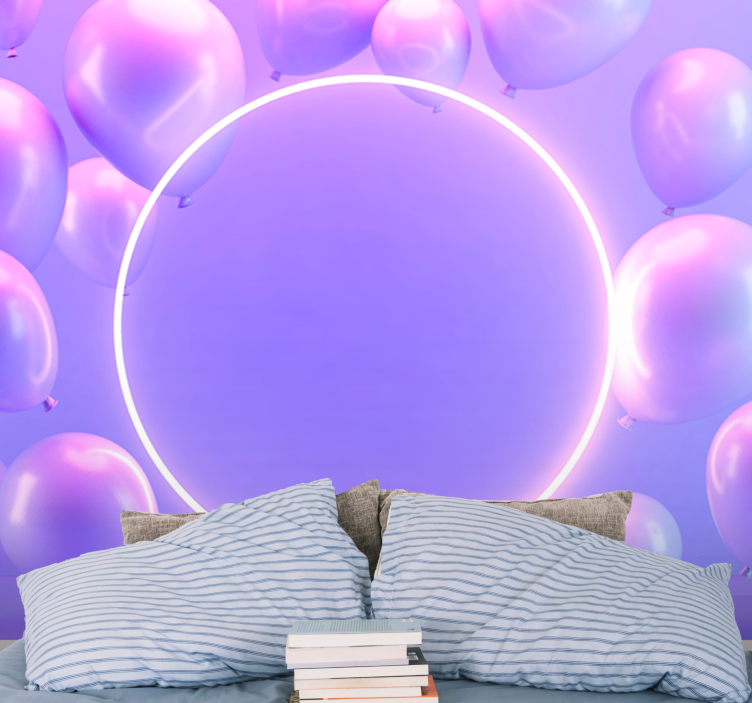 Fotomural de amor círculo de globos flotantes - TenVinilo