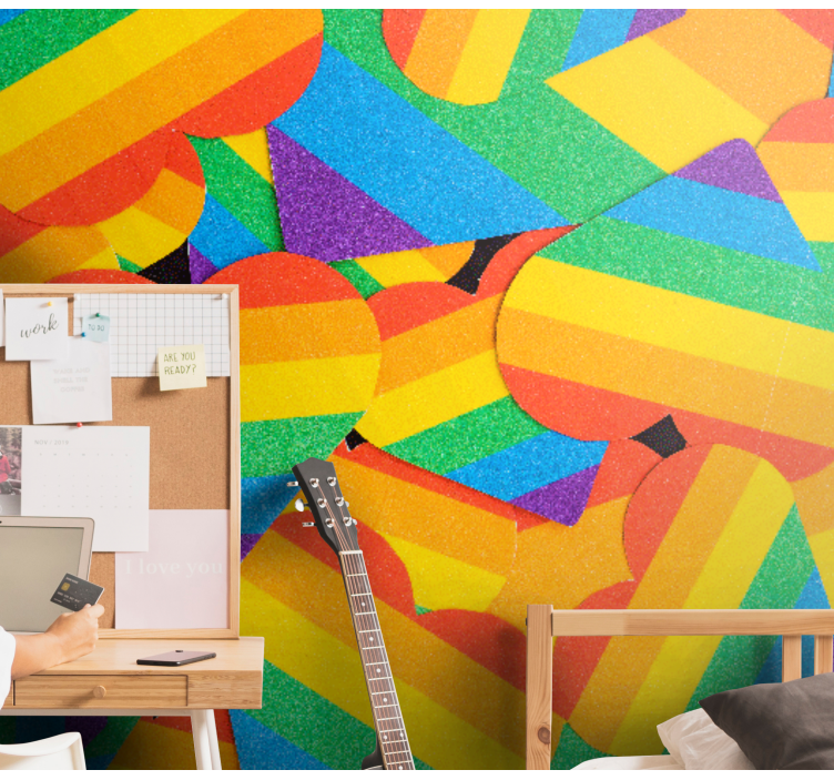 Fotomural de amor patrones de corazones coloridos - TenVinilo