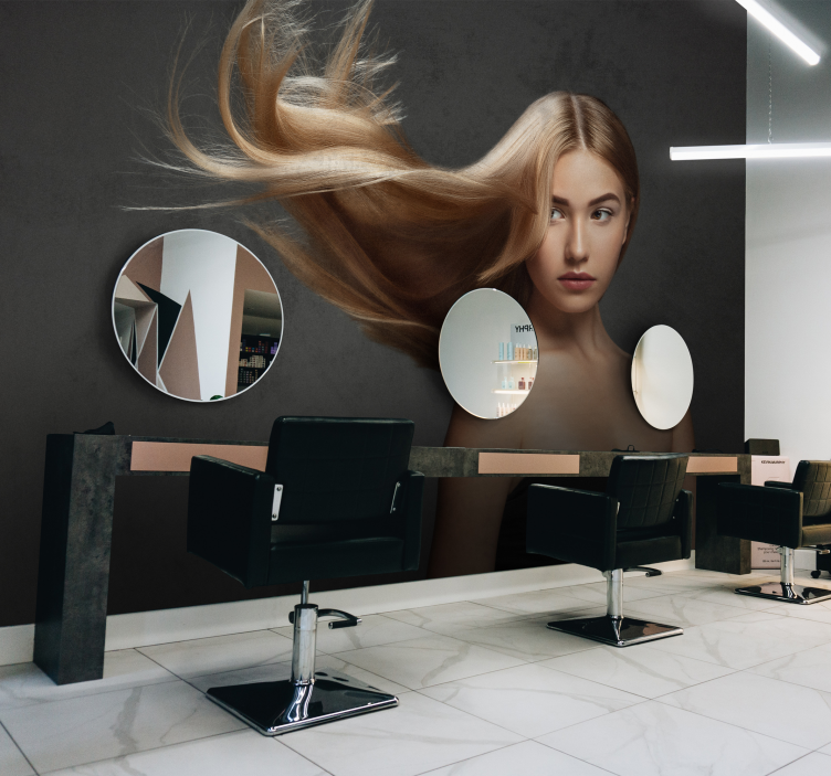 Fotomural de gente modelo de peluquería - TenVinilo