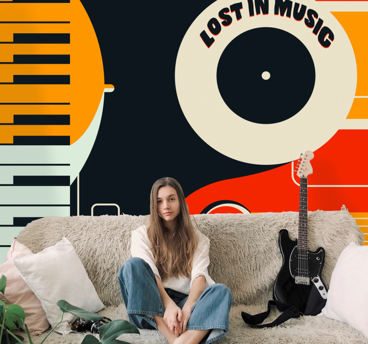 Fotomural de música diseño retro de piano - TenVinilo