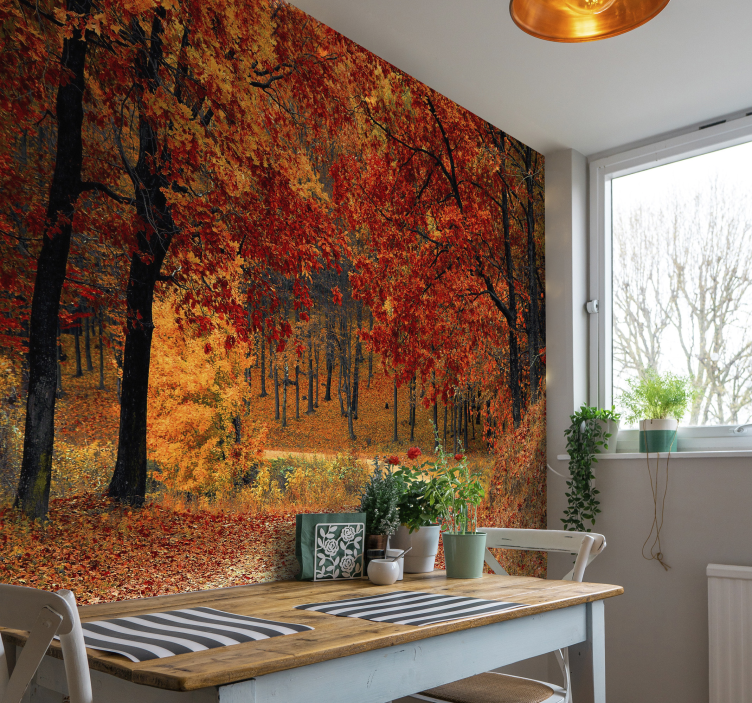 Foto mural de paisaje otoño arbolado - TenVinilo