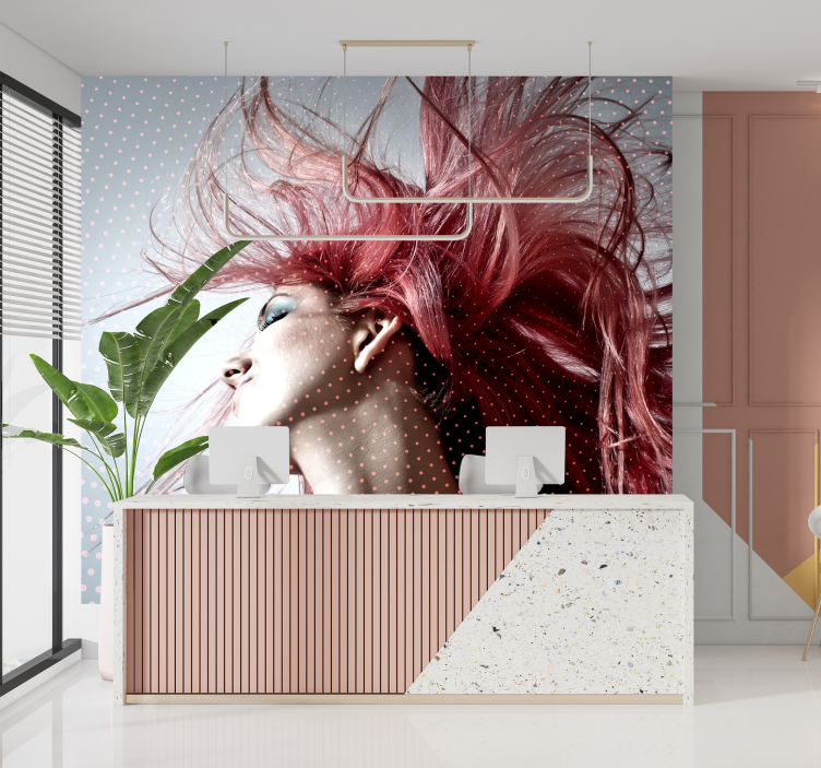 Fotomural de personas mujer con el pelo rosa - TenVinilo