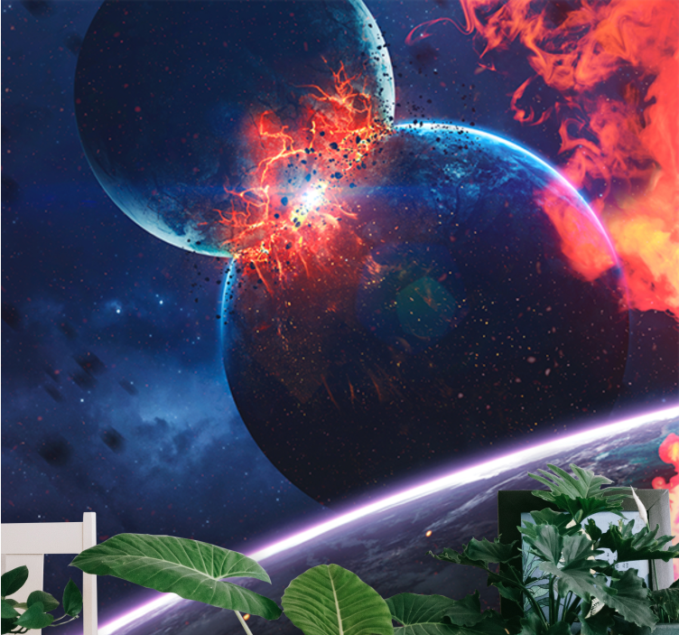 Fotomural espacio colisión cósmica explosiva - TenVinilo