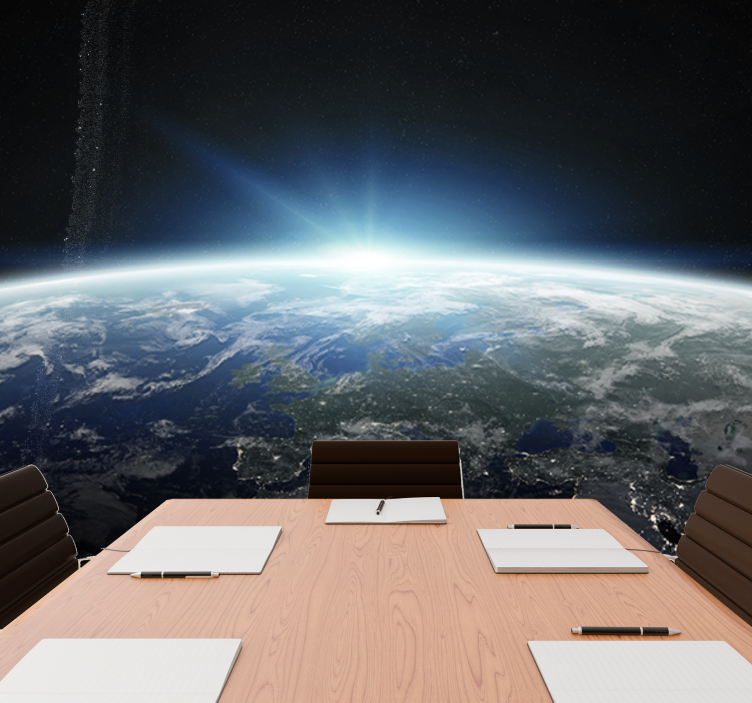 Fotomural espacio vista en perspectiva de la tierra - TenVinilo